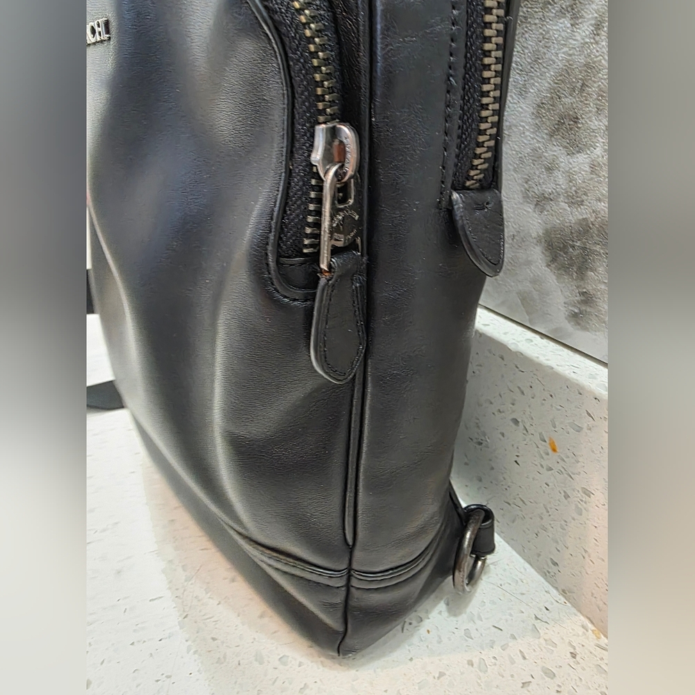 Coach "Graham" Men's Collection Unisex Black Leather Slingback w Gunmetal - Picture 8 of 15